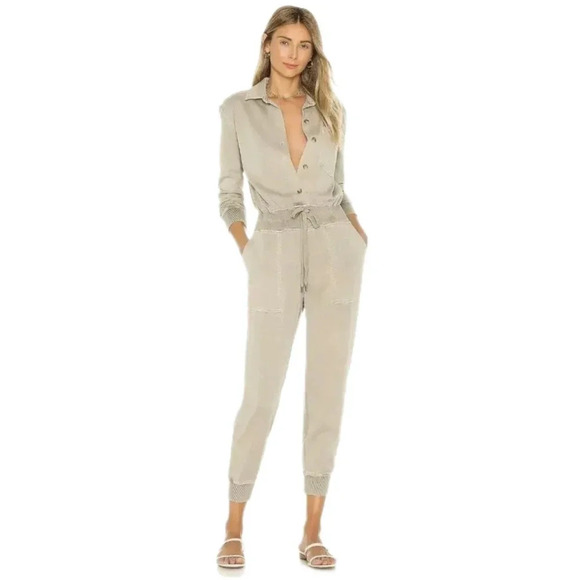 JAMES PERSE Mixed Media CNOP Soft Gray Jumpsuit, Women's 2 NWOT
